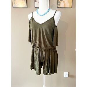 Boutique Steezyer Green Off Shoulder Romper